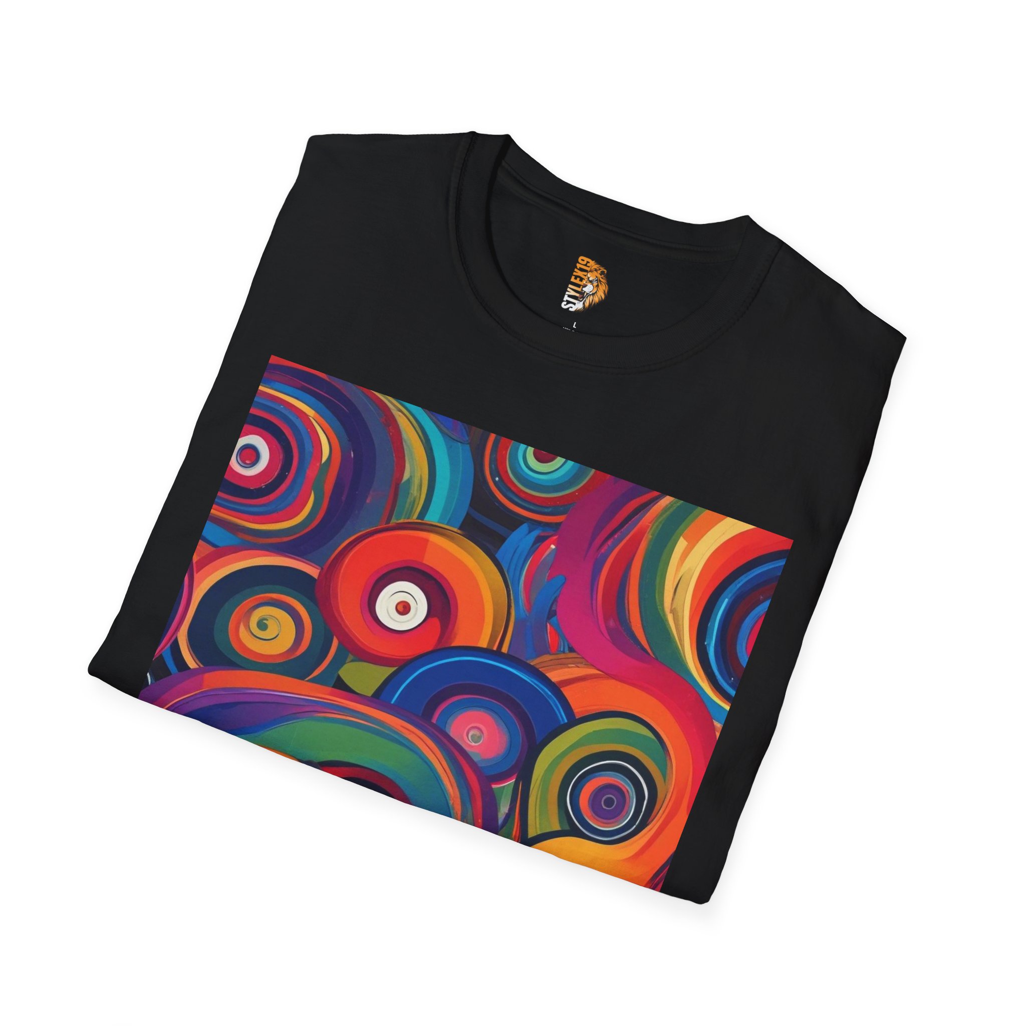Vibrant Swirl Design Unisex Softstyle T-Shirt - Colorful Abstract Art Tee - Image 4