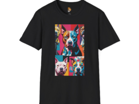 Colorful Pit Bull Dog Lover's Art – Black Graphic Tee