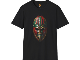 Cultural Warrior Mask Bold – Black Graphic Tee