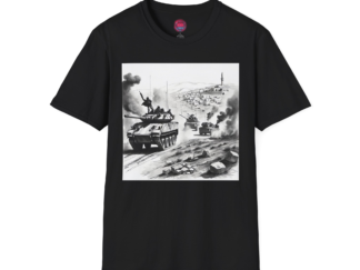 Military Adventure Unisex Softstyle T-Shirt - Bold Battle Scene Design