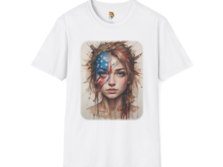 Patriotic Art Unisex Softstyle T-Shirt - Americana Face Design