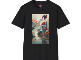 Elegant Geisha Japanese Art Tee for Cultural Celebrations – Black Graphic Tee