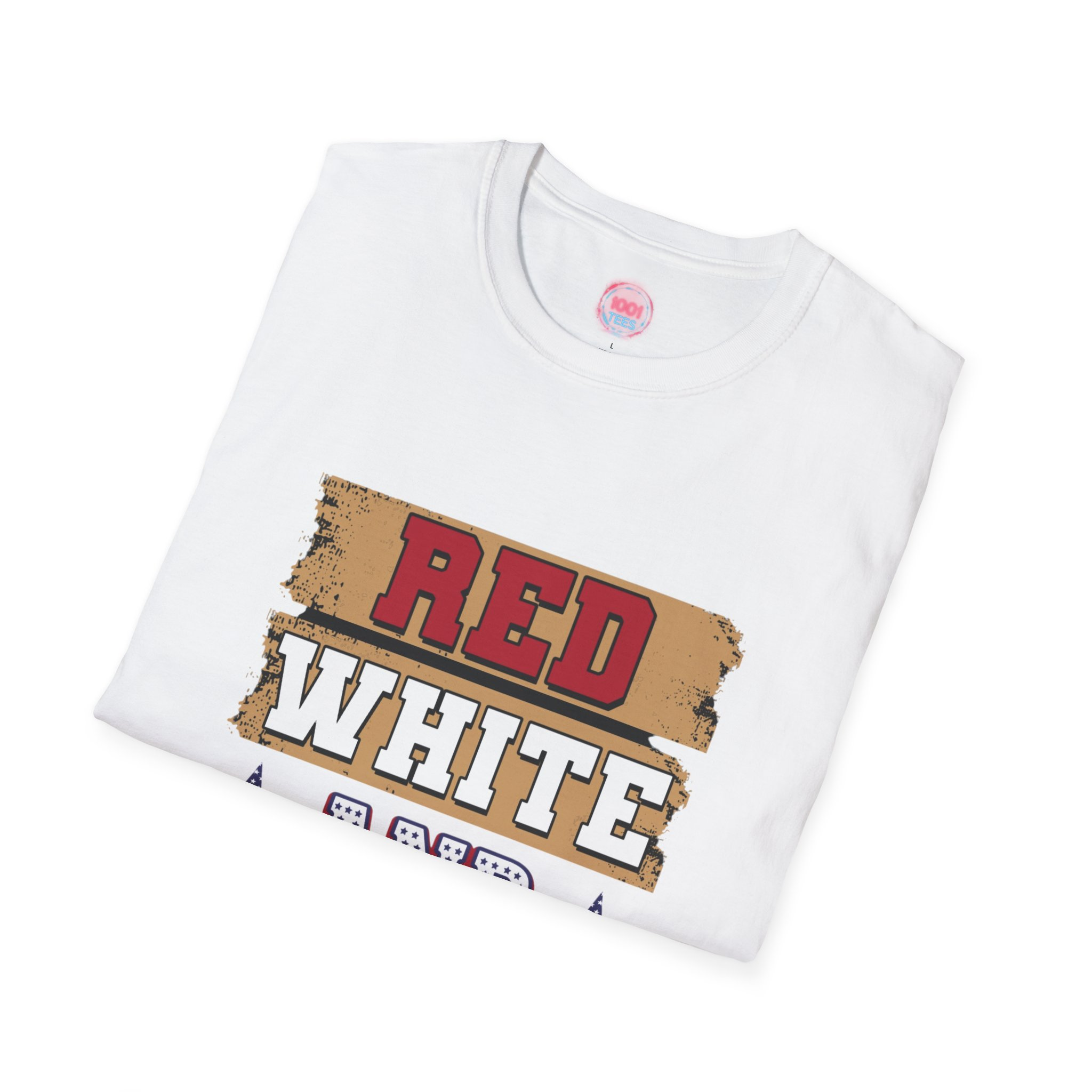 Red White and Blessed Unisex Softstyle T-Shirt - Image 4