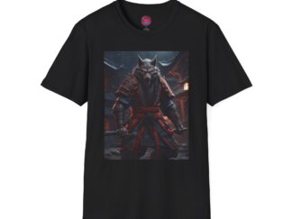 Fierce Wolf Warrior Unisex Softstyle T-Shirt - Perfect for Gamers and Fantasy Fans