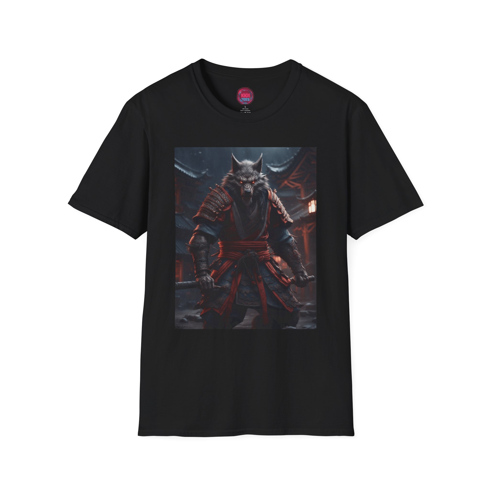 Fierce Wolf Warrior Unisex Softstyle T-Shirt - Perfect for Gamers and Fantasy Fans