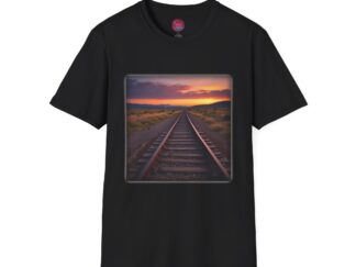 Railroad Sunset Unisex Softstyle T-Shirt - Perfect for Nature Lovers