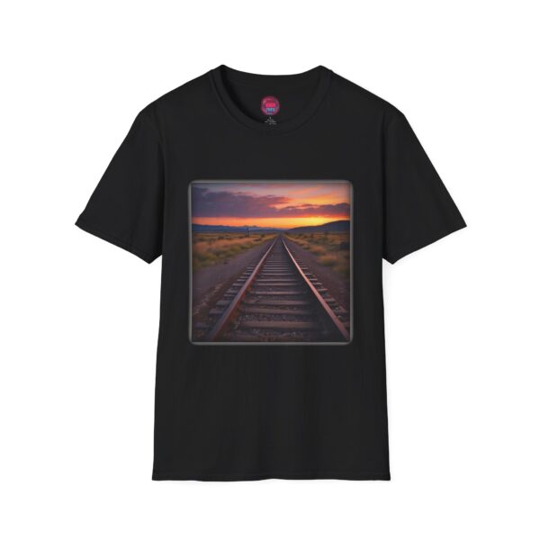 Railroad Sunset Unisex Softstyle T-Shirt - Perfect for Nature Lovers