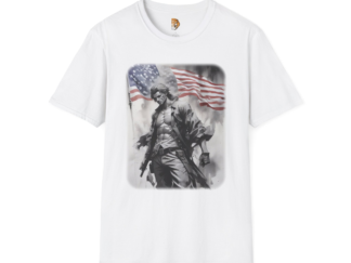 Patriotic Hero Unisex Softstyle T-Shirt - Military-Inspired Design with American Flag