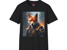 Epic Fox Warrior Bold for Gamers and Animal Lovers – Black Graphic Tee