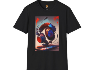 Music Vibes Unisex Softstyle T-Shirt with Headphones Design