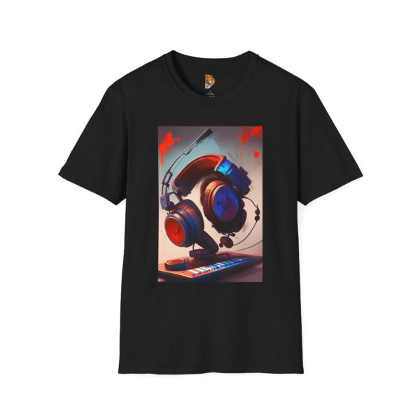 Music Vibes Unisex Softstyle T-Shirt with Headphones Design
