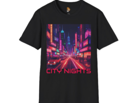 City Nights Vibrant Urban – Black Graphic Tee