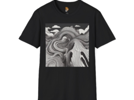 Abstract Mountain Design, Nature-Inspired Artwear – Black Graphic Tee