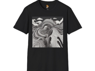 Unisex Softstyle T-Shirt - Abstract Mountain Design, Nature-Inspired Artwear