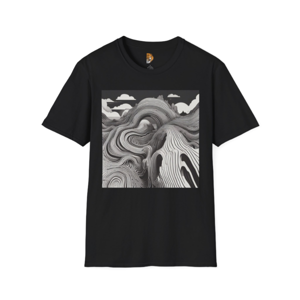 Unisex Softstyle T-Shirt - Abstract Mountain Design, Nature-Inspired Artwear
