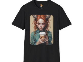 Coffee Lover Demon Art Unisex Softstyle T-Shirt | Unique Graphic Tee for Fantasy Fans