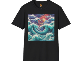 Ocean Waves Artistic Sea Design – Black Graphic Tee