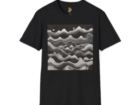 Trendy Graphic T-Shirt - Abstract Wave Design – Black Graphic Tee