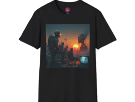 Retro Sci-Fi Futuristic Sunset Design – Black Graphic Tee