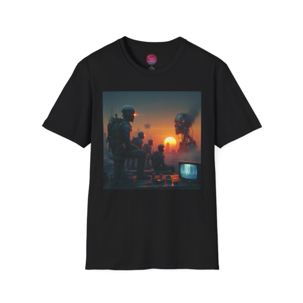 Retro Sci-Fi Unisex Softstyle T-Shirt - Futuristic Sunset Design