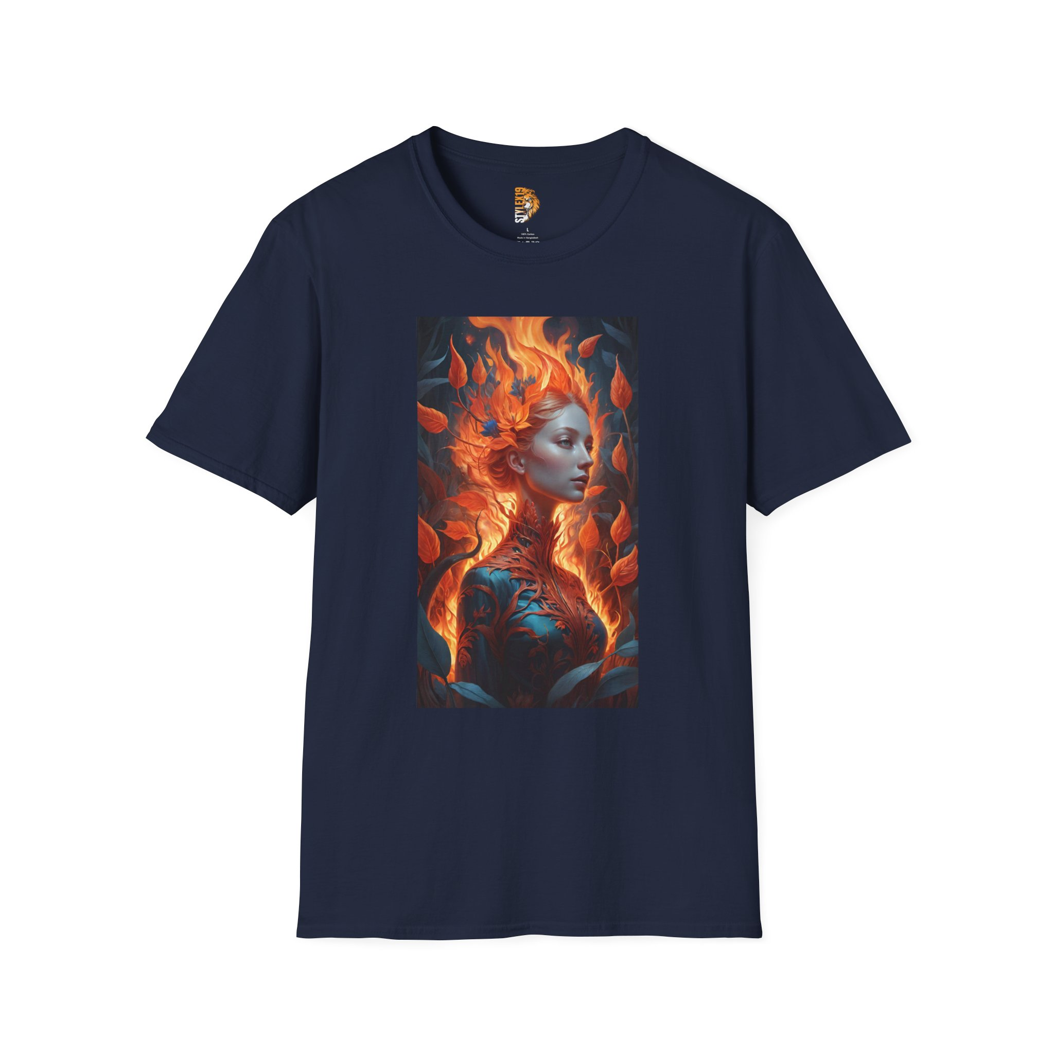 Fire Goddess Unisex Softstyle T-Shirt - Artistic Graphic Tee for Nature Lovers - Image 5