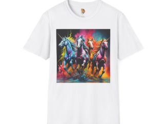 Colorful Unicorns Unisex Softstyle T-Shirt - Magical Gift for Fantasy Lovers