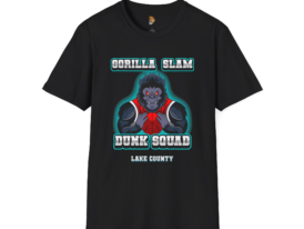Gorilla Slam Dunk Squad Basketball T-Shirt – Black Graphic Tee