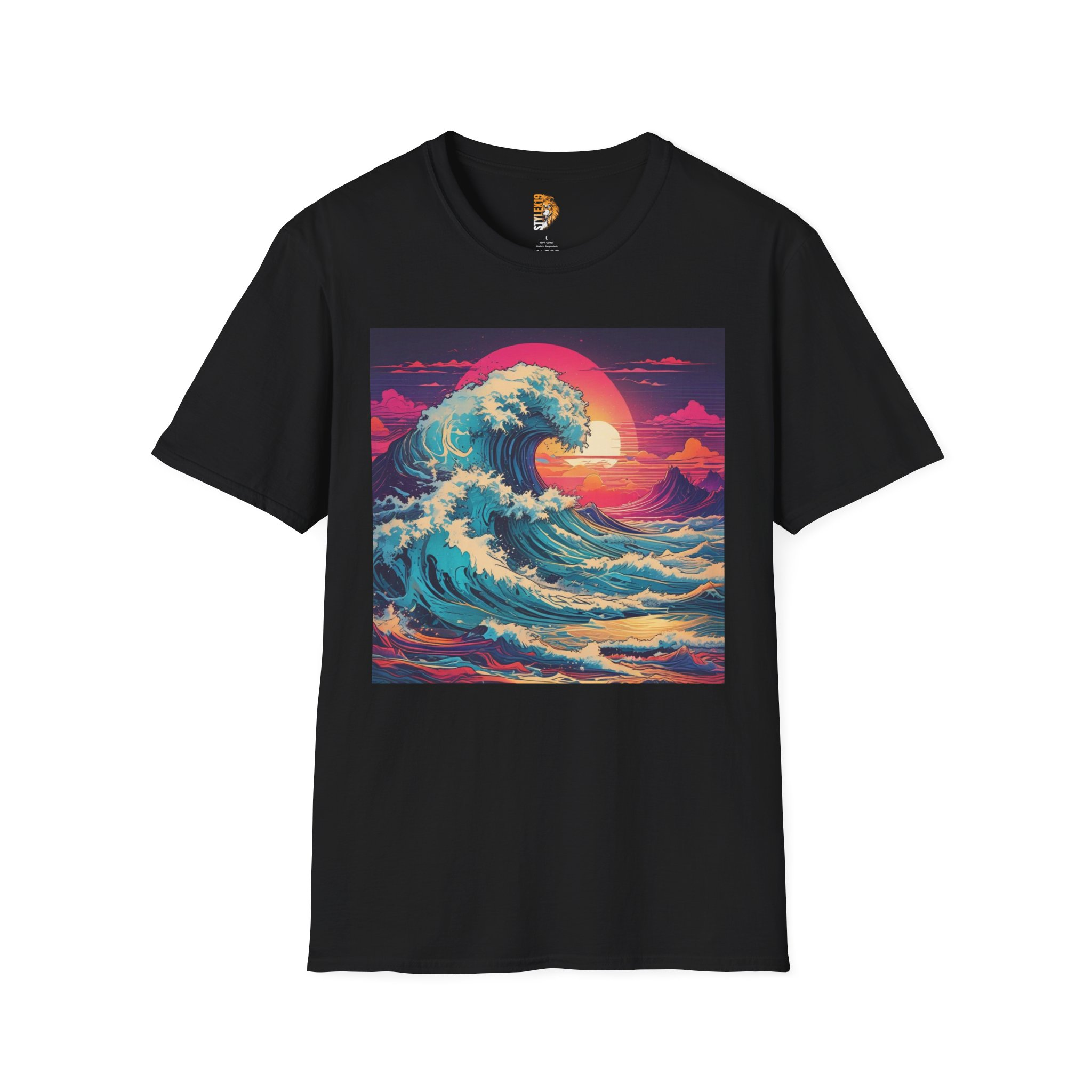 Ocean Wave Unisex Softstyle T-Shirt | Vibrant Beach Sunset Design