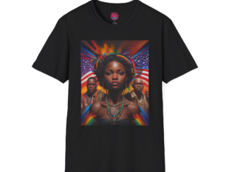 Empowerment Graphic T-Shirt - Vibrant Afrocentric Design with American Flags