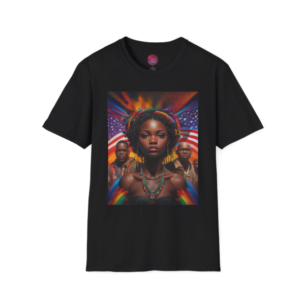 Empowerment Graphic T-Shirt - Vibrant Afrocentric Design with American Flags