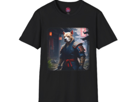 Funny Dog Samurai Quirky Pet Lover Gift – Black Graphic Tee