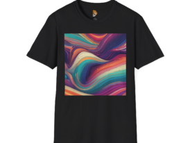 Vibrant Abstract Waves for Art Lovers – Black Graphic Tee