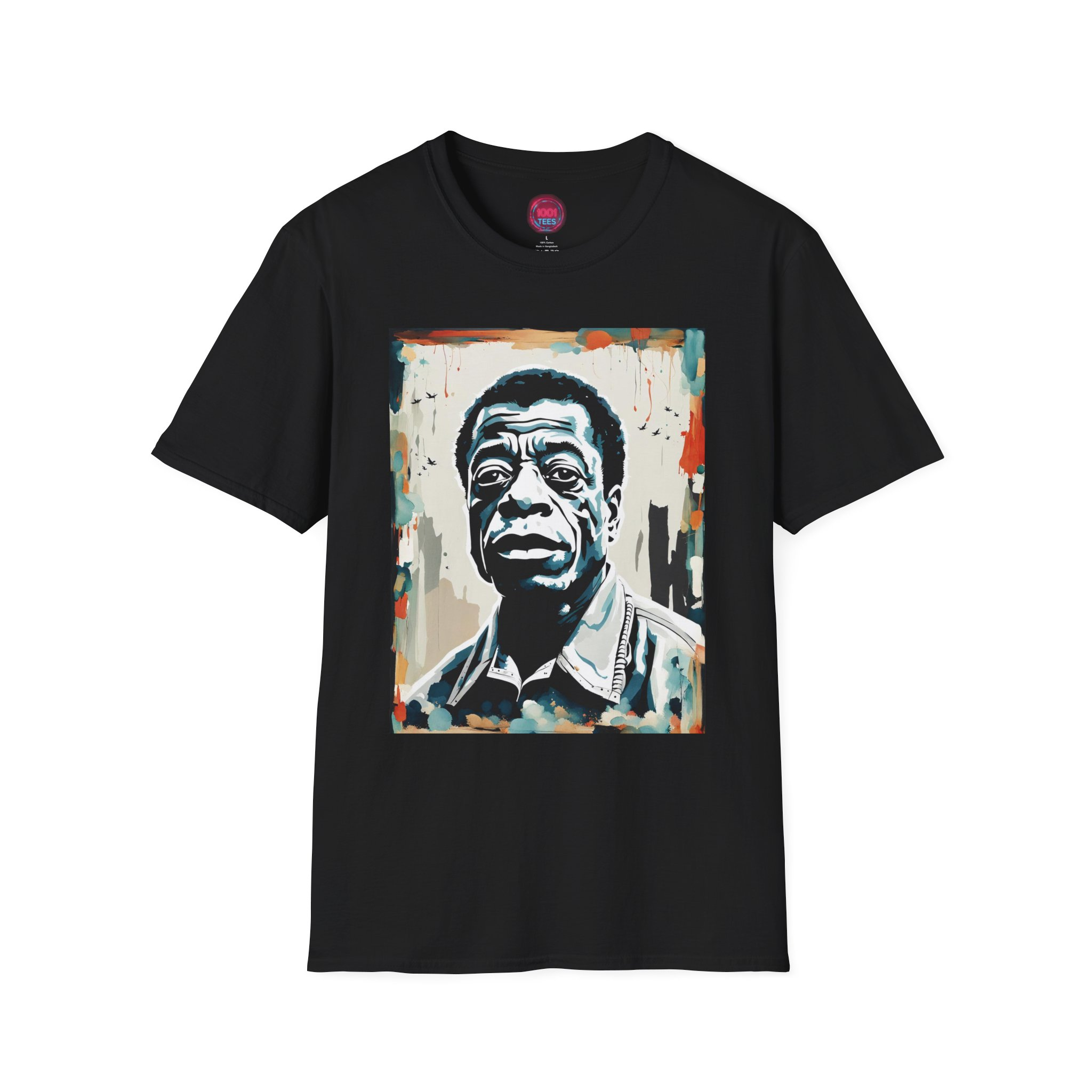 James Baldwin Artistic Portrait Unisex Softstyle T-Shirt - Celebrate Creativity & Culture