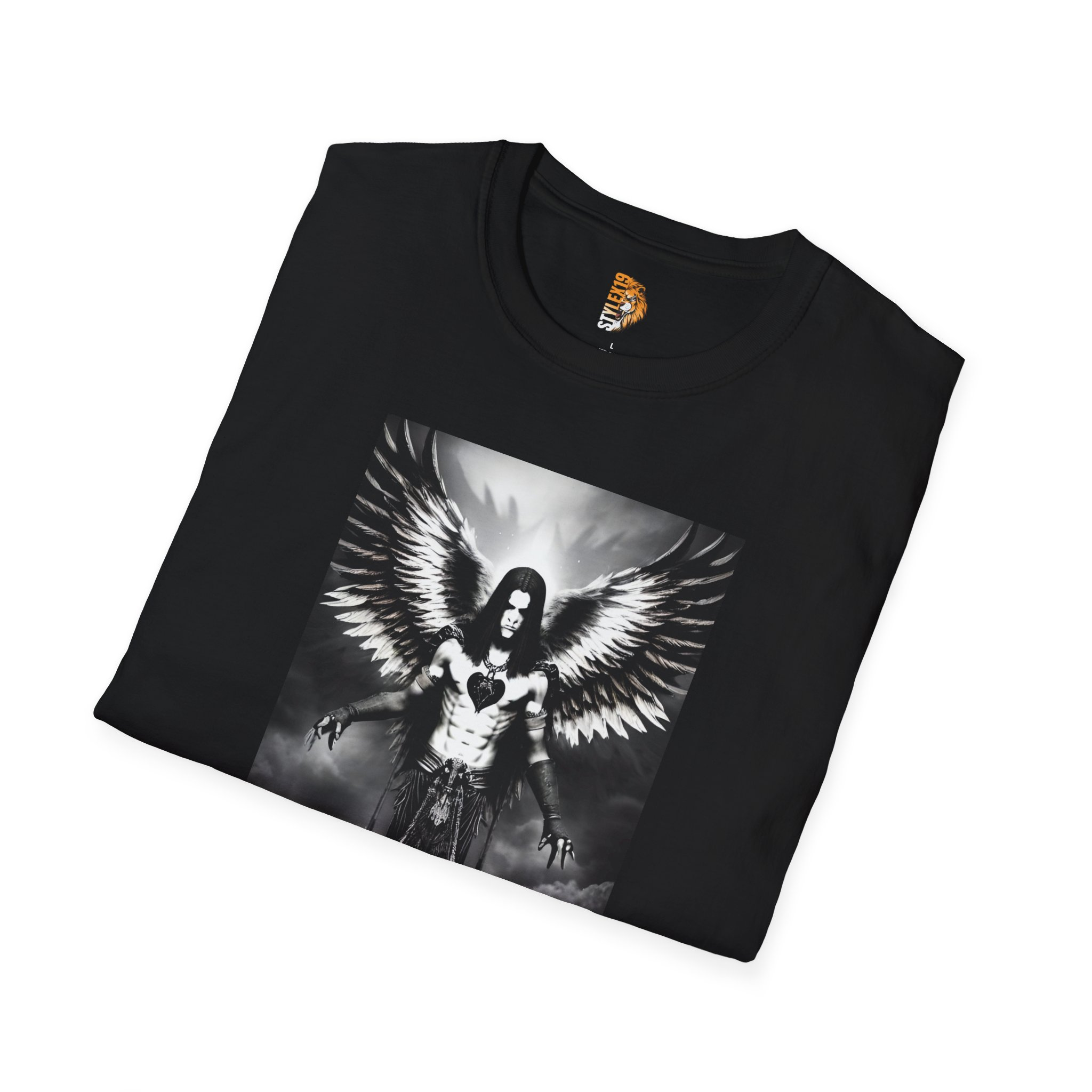 Black Angel Graphic T-Shirt - Unisex Softstyle Tee for Goth and Fantasy Lovers - Image 4
