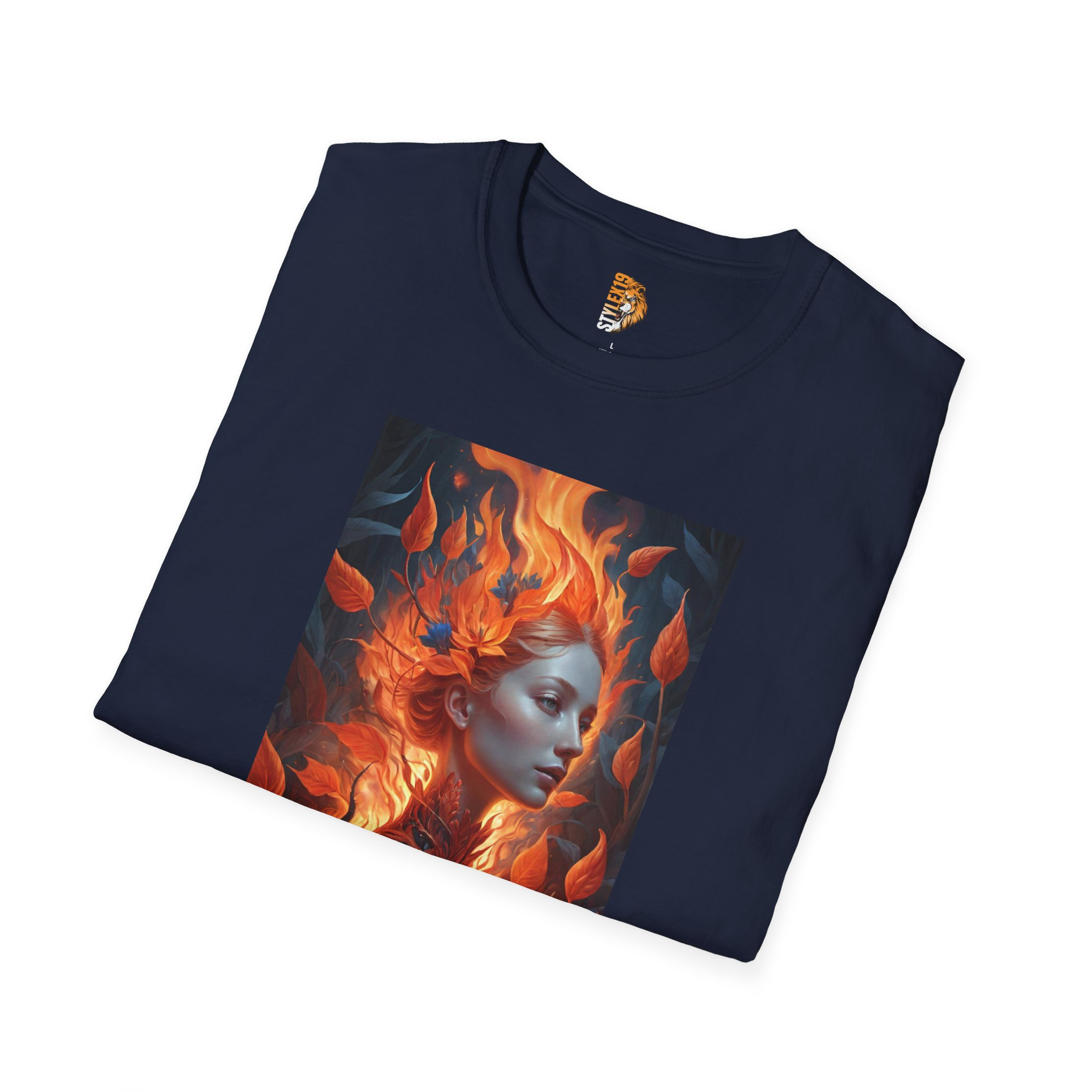 Fire Goddess Unisex Softstyle T-Shirt - Artistic Graphic Tee for Nature Lovers - Image 8