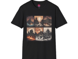Artistic Vintage Landscape Design for Nature Lovers – Black Graphic Tee