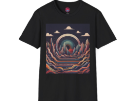 Vintage-Inspired Landscape Graphic T-Shirt - Tee – Black Graphic Tee