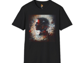 Artistic Abstract Profile Design – Black Graphic Tee