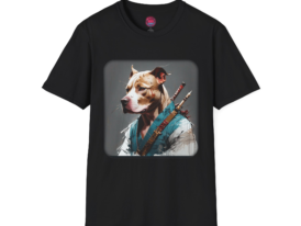 Pitbull Samurai Dog Lover Gift | Casual Tee – Black Graphic Tee