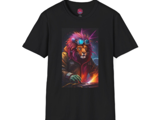 Cool Lion Welding Unisex Softstyle T-Shirt | Perfect for Animal Lovers & Artists