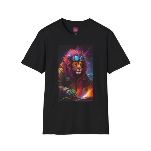Cool Lion Welding Unisex Softstyle T-Shirt | Perfect for Animal Lovers & Artists