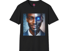 Futuristic AI-Inspired Embrace the Future Design – Black Graphic Tee