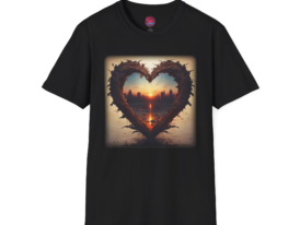 Artistic Heart Sunset – Black Graphic Tee