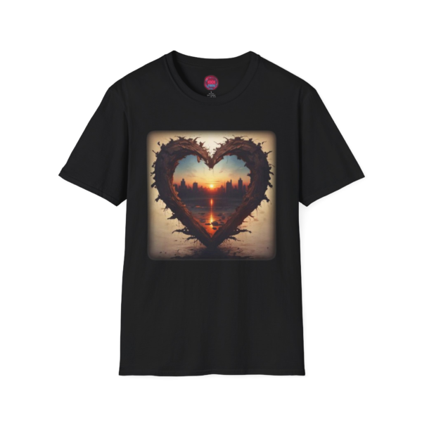 Artistic Heart Sunset Unisex Softstyle T-Shirt | Perfect for Valentine's Day & Romantic Occasions