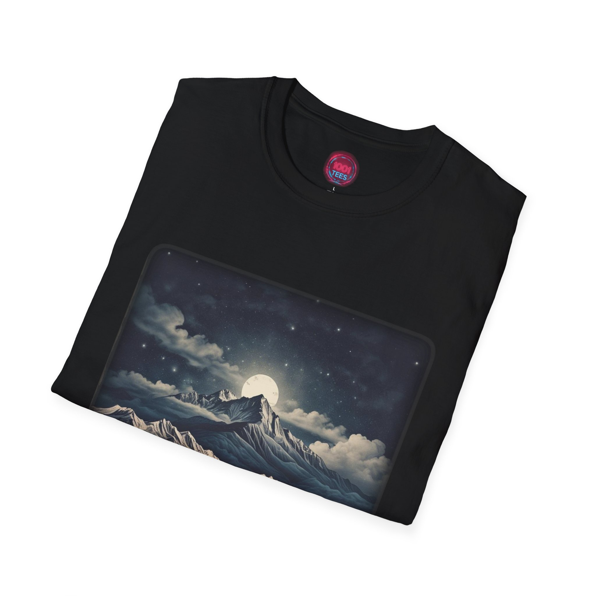 Scenic Night Mountain Unisex T-Shirt – Softstyle Graphic Tee for Nature Lovers - Image 4
