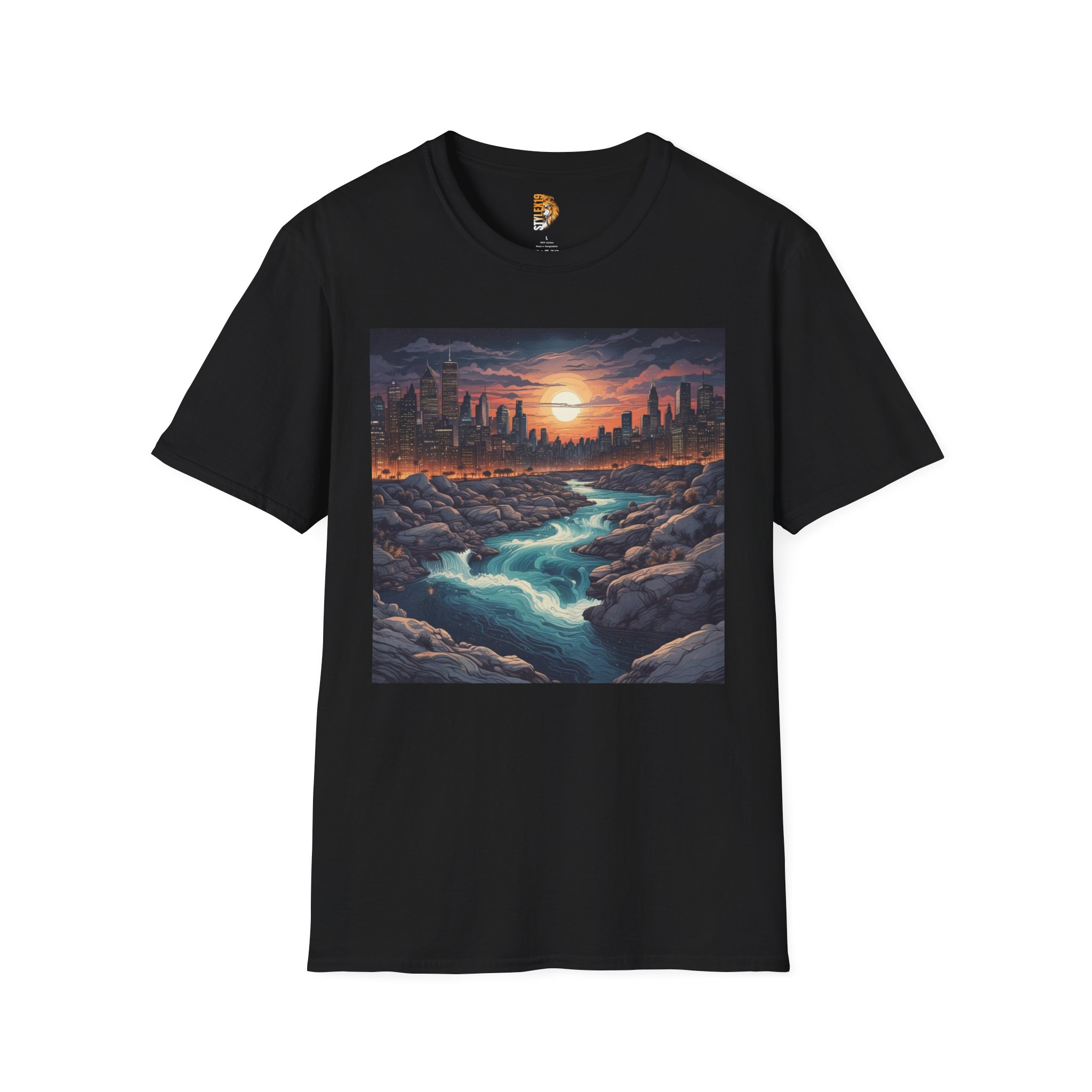 Urban Sunset River Unisex Softstyle T-Shirt