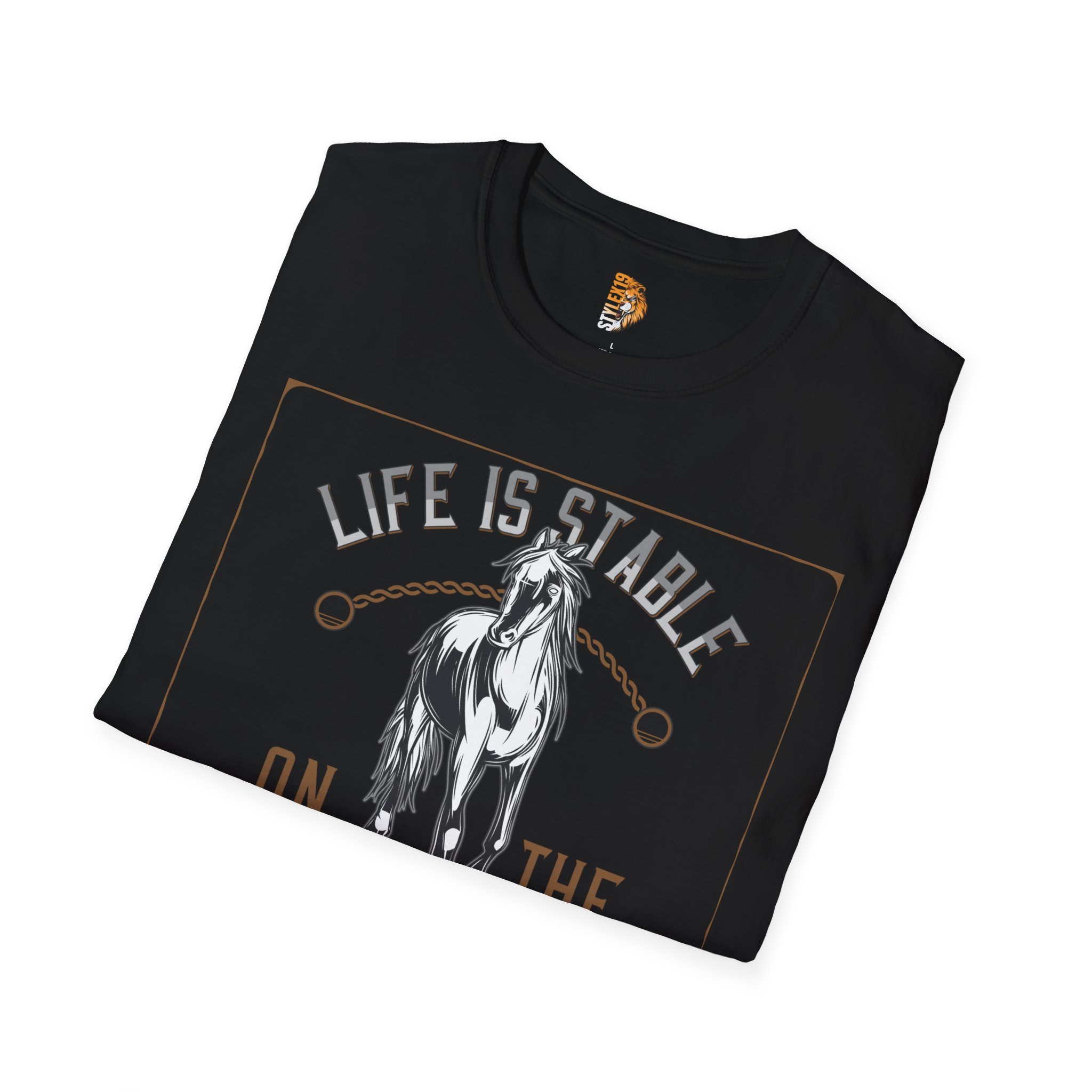 'Life is Stable on the Ranch' - Horse Lover's Unisex T-Shirt - Image 4