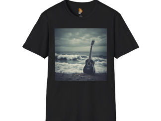 Sunset Waves Guitar Unisex Softstyle T-Shirt - Perfect for Music Lovers & Beach Vibes
