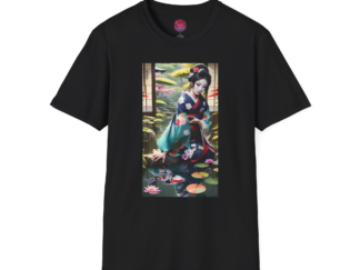 Serene Japanese Art T-Shirt - Unisex Softstyle Tee with Kimono Design