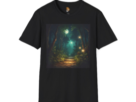 Mystical Forest Adventure Nature-Inspired Design – Black Graphic Tee